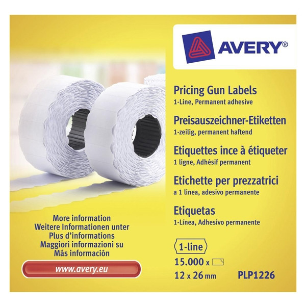 Avery Prisetiketter | 26 x 12mm | vit | Avery PLP1226 | 15.000st AV-PLP1226 212665 - 1