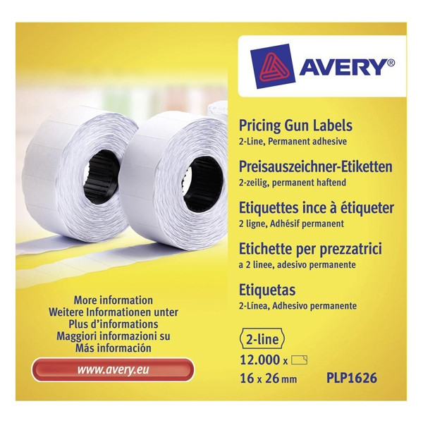 Avery Prisetiketter | 26 x 16mm | vit | Avery PLP1626 | 12.000st AV-PLP1626 212666 - 1