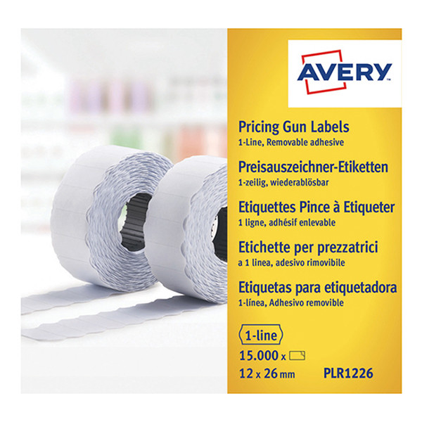 Prisetiketter 1-rad avtagbara | 26 x 12mm | vit | Avery PLR1226 | 15.000st 212667 - 1