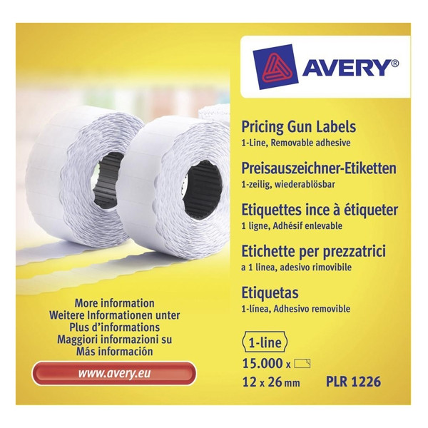 Avery Prisetiketter avtagbara | 26 x 12mm | vita | Avery PLR1226 | 15.000st AV-PLR1226 212667 - 1