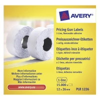 Avery Prisetiketter avtagbara | 26 x 12mm | vita | Avery PLR1226 | 15.000st AV-PLR1226 212667