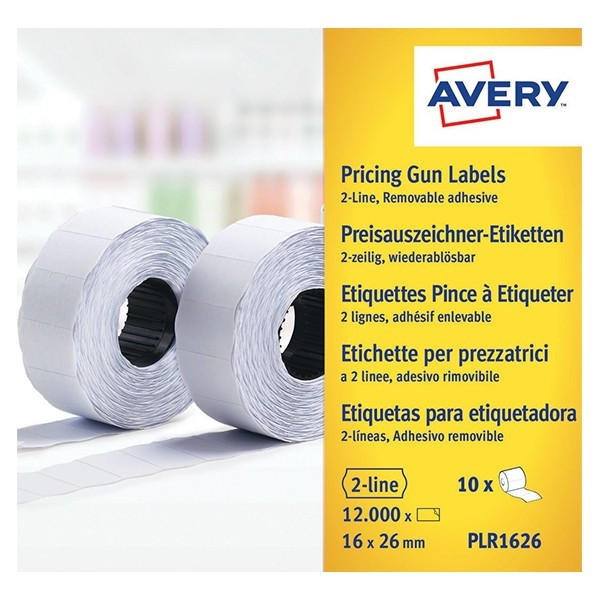Avery Prisetiketter avtagbara | 26 x 16mm | vita | Avery PLR1626 | 12.000st AV-PLR1626 212668 - 1