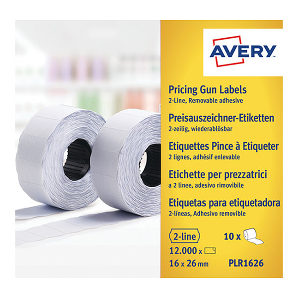 Avery Prisetiketter avtagbara | 26 x 16mm | vita | Avery PLR1626 | 12.000st AV-PLR1626 212668 - 1