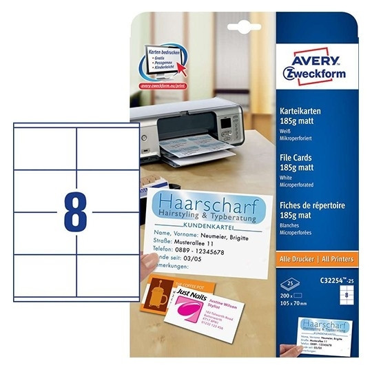 Avery Registerkort 105mm x 70mm | Avery |  A7 | C32254-25 | 200st C32254-25 212794 - 1