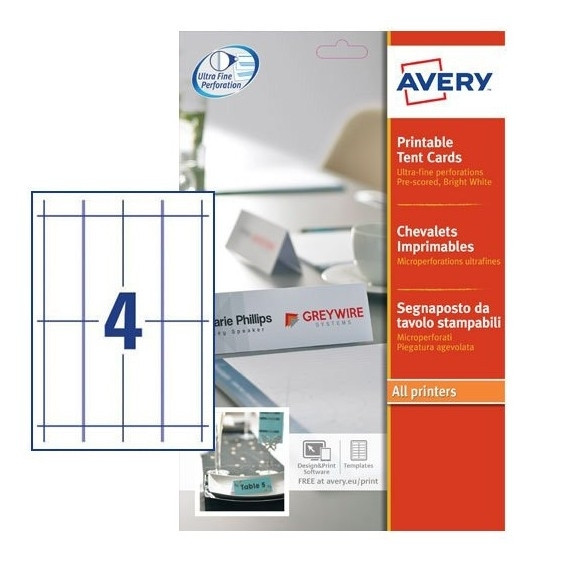 Avery Tältkort | 120 x 45mm | vit | ​​​​​​​Avery L4794-10 | 40st L4794-10 212773 - 1