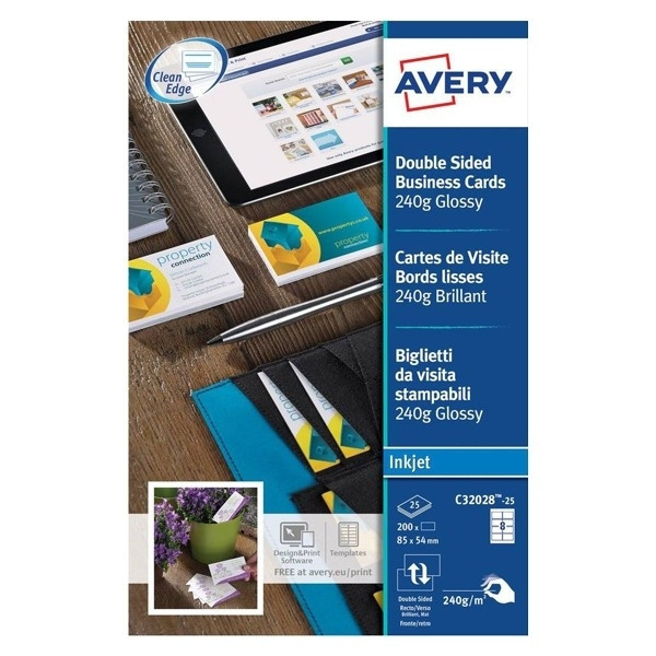 Avery Visitkort | 85 x 54mm | vit blank | Avery C32028-10 | 80st C32028-10 212786 - 1