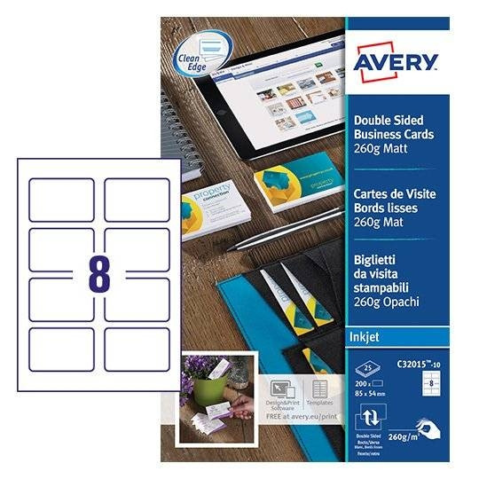 Avery Visitkort | 85 x 54mm | vit matt | Avery C32015-25 | 200st C32015-25 212789 - 1
