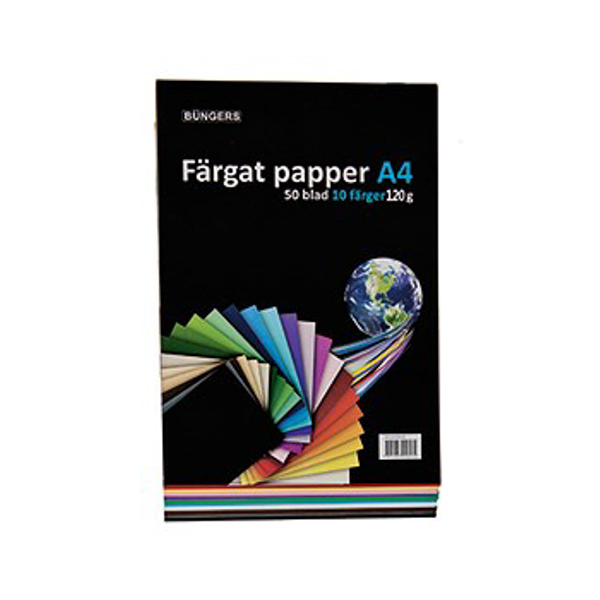 Büngers Färgat Papper 120g A4 sorterat | 50 ark 875120 361653 - 1