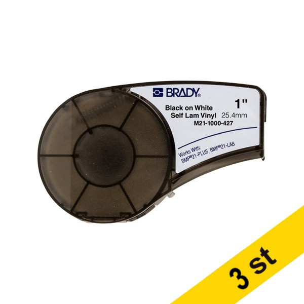 Brady M21-1000-427 vinyltejp | svart text - vit tejp | 25,4mm x 4,30m (original) | 3st  147941 - 1