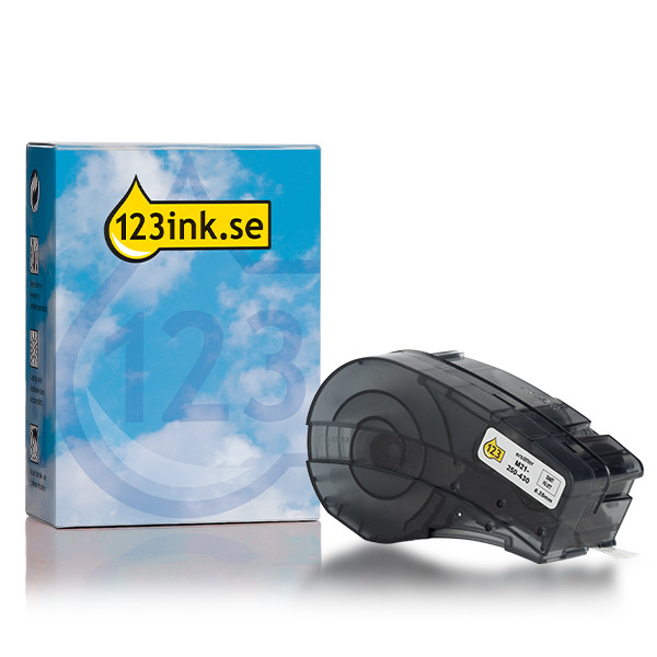 Brady M21-250-423 polyestertejp | svart text - vit tejp | 6,35mm x 6,40m (varumärket 123ink) M21-250-423C 147735 - 1