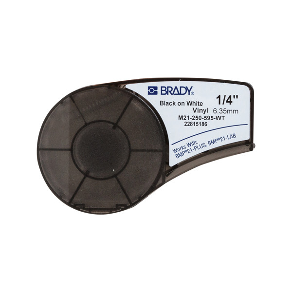 Brady M21-250-595-WT vinyltejp | svart text - vit tejp | 6,35mm x 6,4m (original) M21-250-595-WT 147160 - 1