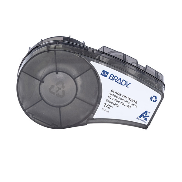 Brady M21-500-581-WT flyttbar vinyltejp | svart text - vit tejp | 12,70mm (original) M21-500-581-WT 147482 - 1