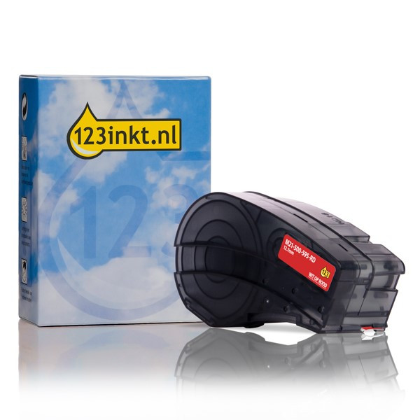 Brady M21-500-595-RD vinyltejp | vit text - röd tejp | 12,7mm x 6,40m (varumärket 123ink) M21-500-595-RDC RL-BD-Vi-21P-500-WT/RE 147237 - 1