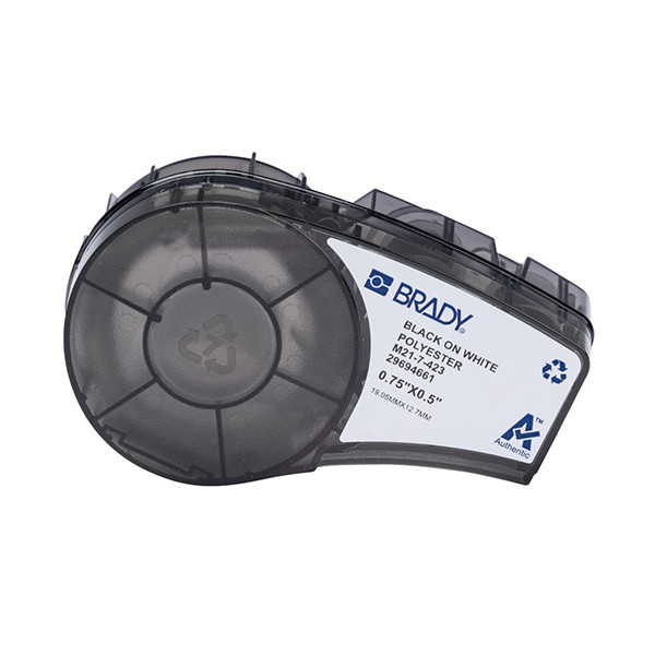 Brady M21-7-423 polyestertejp | svart text - vit tejp | 19,05mm x 12,70mm (original) M21-7-423 147502 - 1