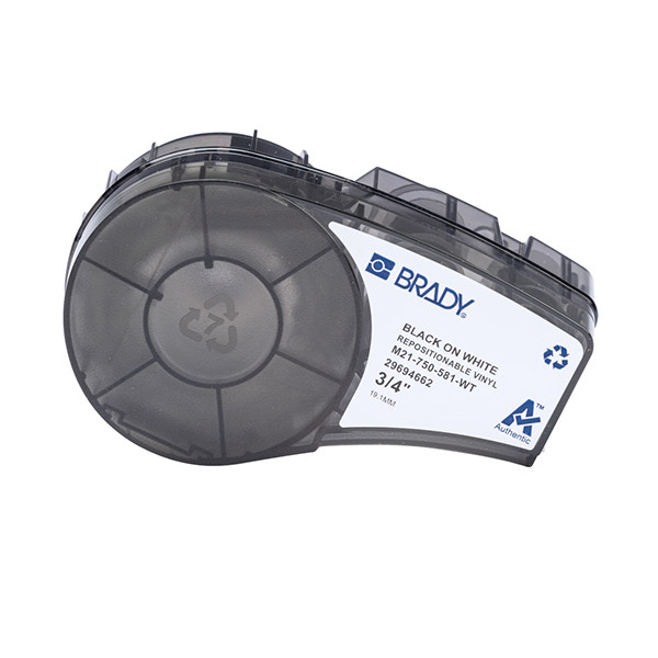 Brady M21-750-581-WT flyttbar vinyltejp | svart text - vit tejp | 19,05mm (original) M21-750-581-WT 147484 - 1
