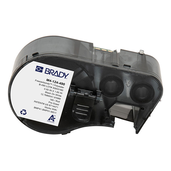 Brady M4-124-490 polyestertejp | svart text - vit tejp | 12,7mm x 41,91mm (original) M4-124-490 148296 - 1