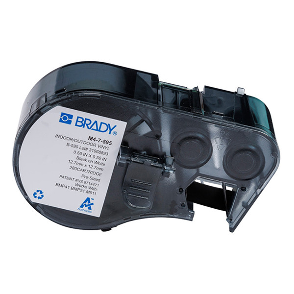 Brady M4-7-595 vinyltejp | svart text - vit tejp | 12,70mm x 12,70mm (original) M4-7-595 147947 - 1