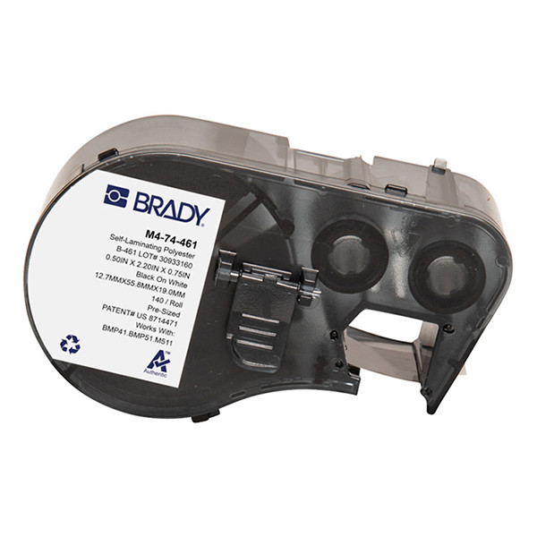 Brady M4-74-461 laminerad polyestertejp | svart text - vit tejp | 55,88mm x 12,70mm (original) M4-74-461 147979 - 1