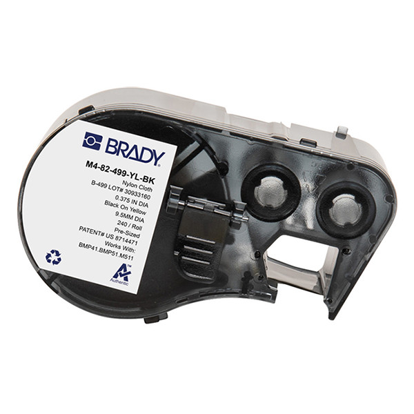 Brady M4-82-499-YL-BK nylontejp | svart text - gul tejp | Ø 9,53mm (original) M4-82-499-YL-BK 147975 - 1