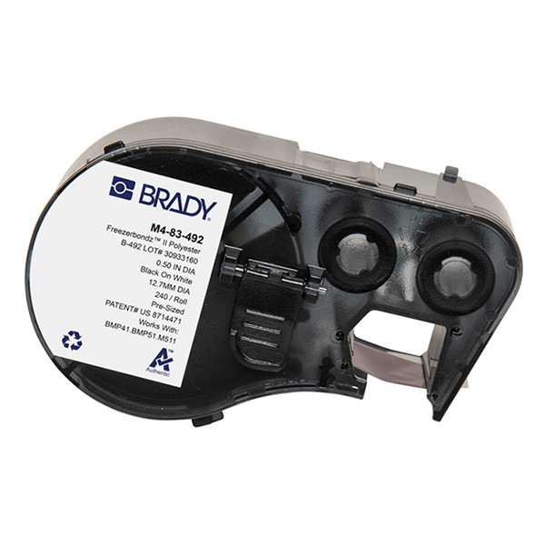 Brady M4-83-492 polyestertejp | svart text - vit tejp | Ø 12,7mm (original) M4-83-492 148248 - 1