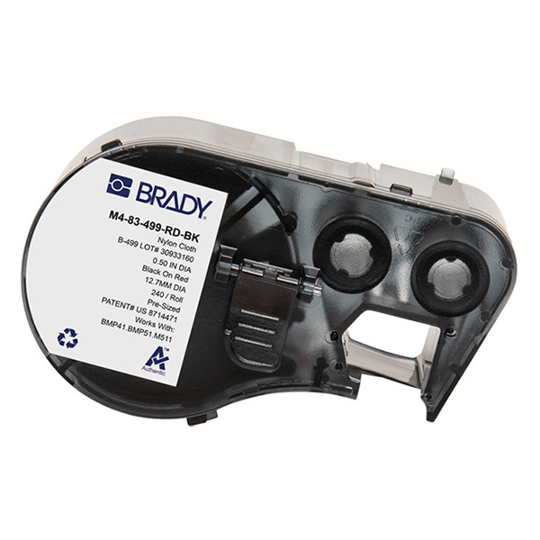 Brady M4-83-499-RD-BK nylontejp | svart text - röd tejp | Ø 12,7mm (original) M4-83-499-RD-BK 148372 - 1