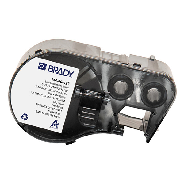 Brady M4-89-427 laminerad vinyltejp | svart text - vit tejp | 38,1mm x 12,7mm x 12,7mm (original) M4-89-427 148128 - 1