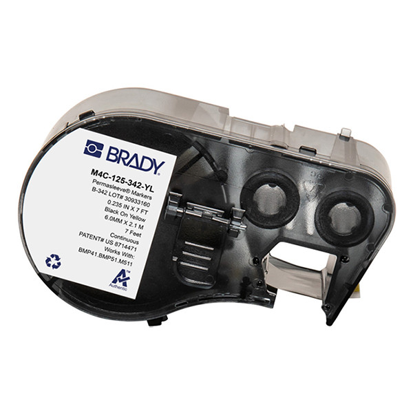 Brady M4C-125-342-YL värmekrympslang | svart text - gul tejp | 5,97mm x 2,13m (original) M4C-125-342-YL 147971 - 1