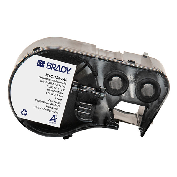 Brady M4C-125-342 värmekrympslang | svart text - gul tejp | 6,00mm x 2,13m (original) M4C-125-342 148170 - 1