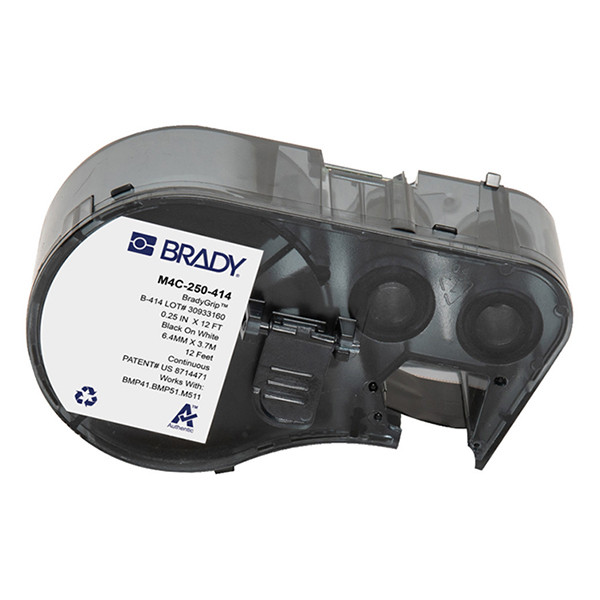 Brady M4C-250-414 polyestertejp | svart text - vit tejp | 6,35mm x 3,66m (original) M4C-250-414 147942 - 1