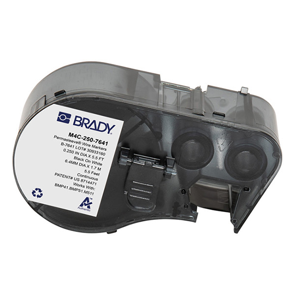 Brady M4C-250-7641 värmekrympslang | svart text - vit tejp | 11,15mm x 2,13m (original) M4C-250-7641 148358 - 1