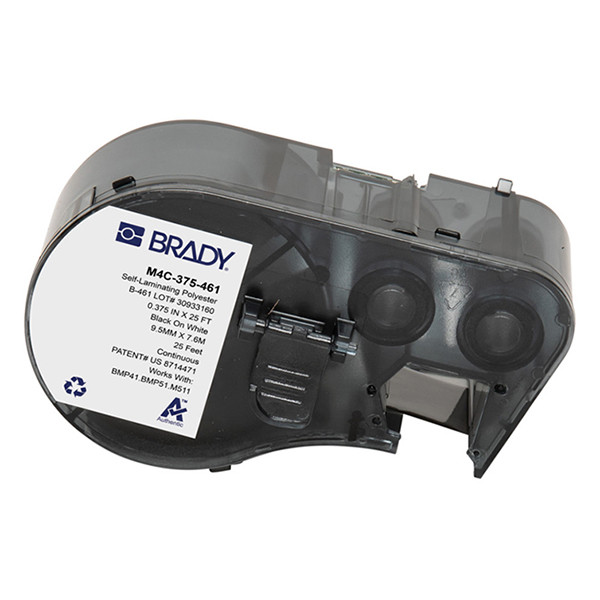Brady M4C-375-461 polyestertejp | svart text - vit tejp | 9,53mm x 7,62m (original) M4C-375-461 147948 - 1
