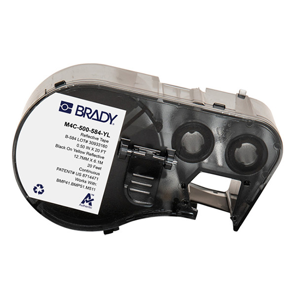 Brady M4C-500-584-YL plasttejp | svart text - gul tejp | 12,7mm x 6,1m (original) M4C-500-584-YL 148376 - 1