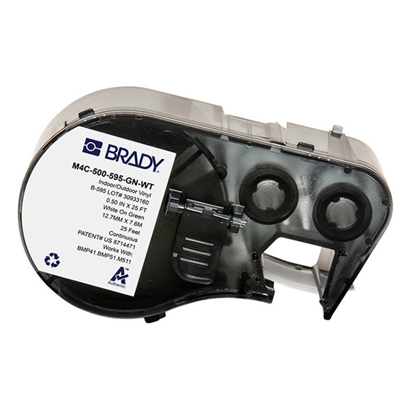Brady M4C-500-595-GN-WT vinyltejp | vit text - grön tejp | 12,70mm x 7,62m (original) M4C-500-595-GN-WT 147963 - 1