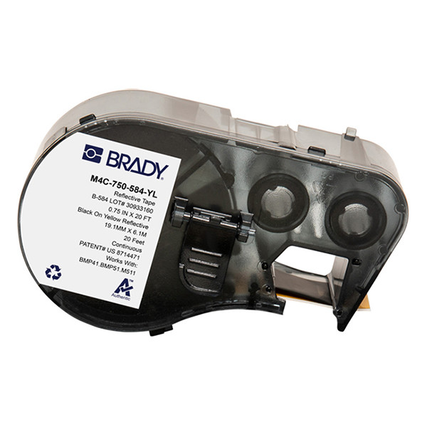 Brady M4C-750-584-YL reflekterande tejp | svart text - gul tejp | 19,05mm x 6,10m (original) M4C-750-584-YL 147967 - 1