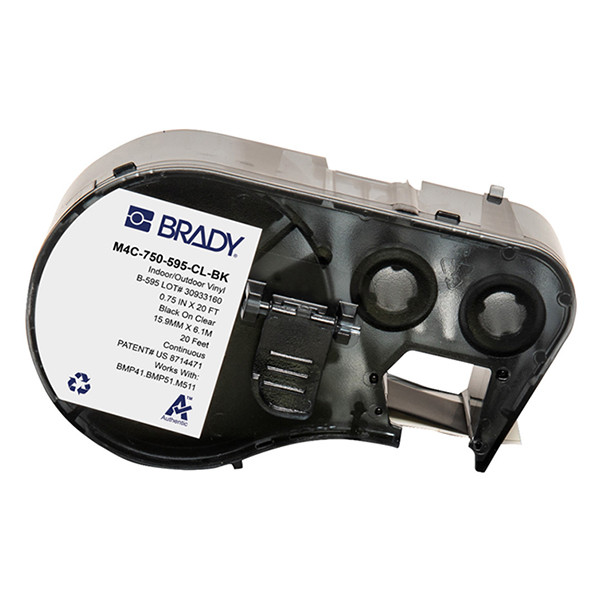 Brady M4C-750-595-CL-BK vinyltejp | svart text - transparent tejp | 19,05mm x 6,1m (original) M4C-750-595-CL-BK 148184 - 1