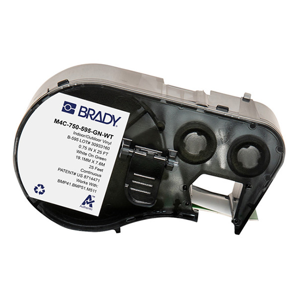 Brady M4C-750-595-GN-WT vinyltejp | vit text - grön tejp | 19,05mm x 7,62m (original) M4C-750-595-GN-WT 148182 - 1