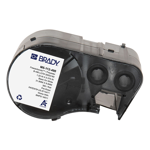 Brady M5-112-490 polyestertejp | svart text - vit tejp | 31,75mm x 9,53mm (original) M5-112-490 148041 - 1