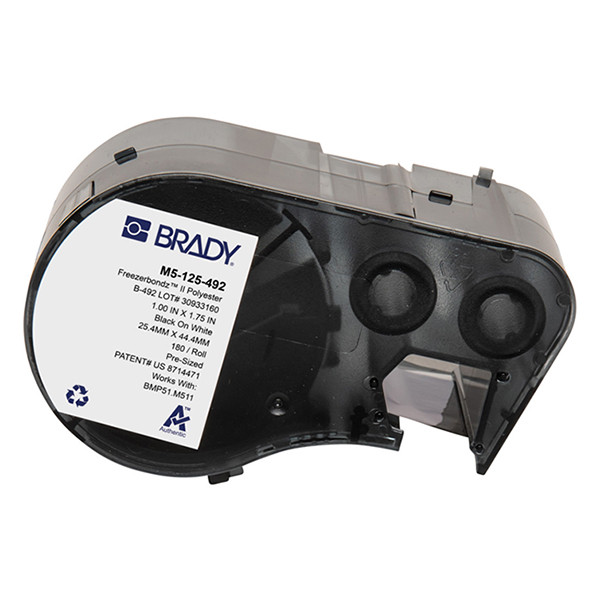 Brady M5-125-492 polyestertejp | svart text - vit tejp | 25,4mm x 44,45mm (original) M5-125-492 148344 - 1