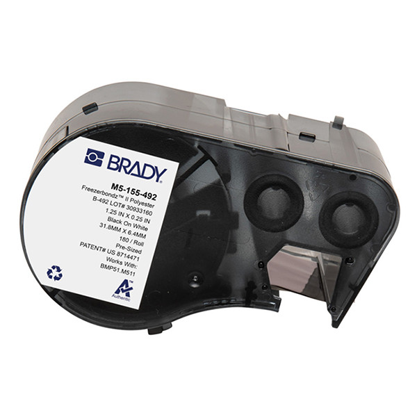 Brady M5-155-492 polyestertejp | svart text - vit  tejp | 6,35mm x 31,75mm (original) M5-155-492 148284 - 1