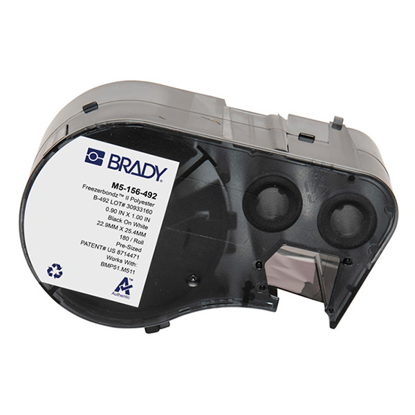 Brady M5-156-492 polyestertejp | svart text - vit tejp | 22,86mm x 25,4mm (original) M5-156-492 148282 - 1