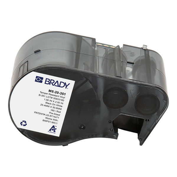 Brady M5-20-351 vinyltejp | svart text - vit tejp | 25,4mm x 50,8mm (original) M5-20-351 148398 - 1