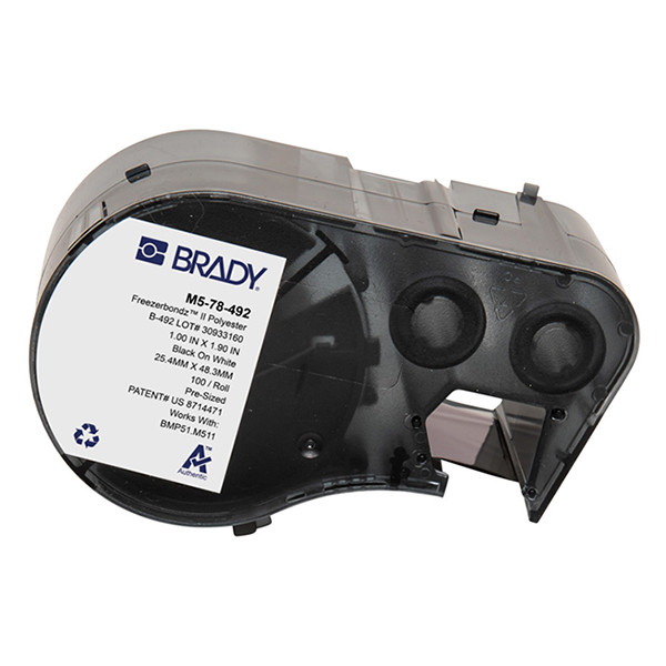 Brady M5-78-492 polyestertejp | svart text - vit tejp | 25,40mm x 48,26mm (original) M5-78-492 147987 - 1