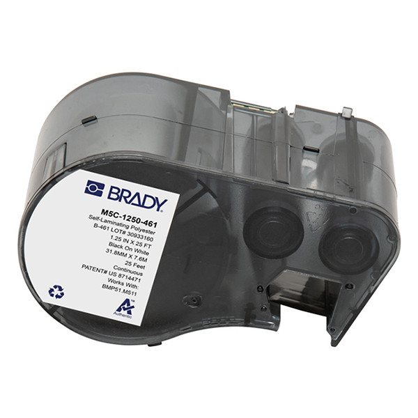 Brady M5C-1250-461 laminerad polyestertejp | svart text - vit tejp | 31,75mm x 7,62m (original) M5C-1250-461 148414 - 1