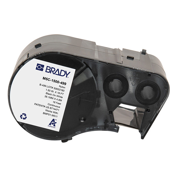 Brady M5C-1500-499 kontinuerlig nylontejp | svart text - vit tejp | 38,10mm x 4,88m (original) M5C-1500-499 147994 - 1