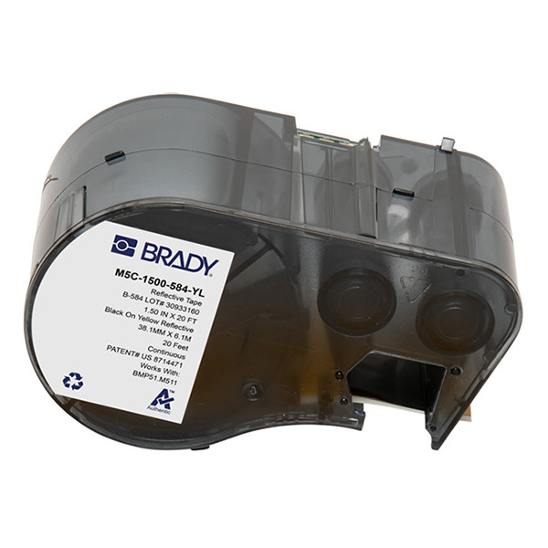 Brady M5C-1500-584-YL plasttejp | svart text - gul tejp | 38,1mm x 6,1m (original) M5C-1500-584-YL 148350 - 1