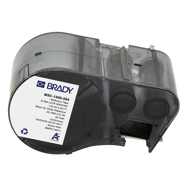 Brady M5C-1500-584 plasttejp | svart text - vit tejp | 38,1mm x 6,1m (original) M5C-1500-584 148348 - 1