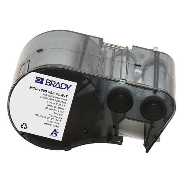 Brady M5C-1500-595-CL-WT vinyltejp | vit text - transparent tejp | 38,10mm x 6,10m (original) M5C-1500-595-CL-WT 147986 - 1