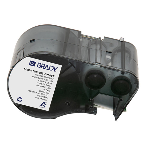 Brady M5C-1500-595-GN-WT vinyltejp | vit text - grön tejp | 38,1mm x 7,62m (original) M5C-1500-595-GN-WT 148220 - 1