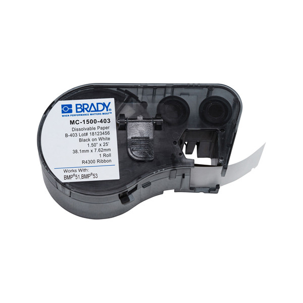 Brady MC-1500-403 papperstejp | svart text - vit tejp | 38,1mm x 7,62mm (original) MC-1500-403 147136 - 1