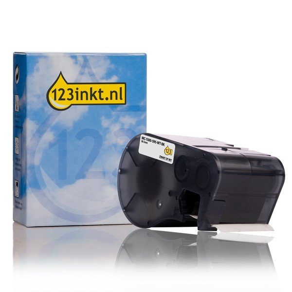 Brady MC-1500-595-WT-BK vinyltejp | svart text - vit tejp | 38,1mm x 7,62mm (varumärket 123ink) MC-1500-595-WT-BKC RL-BD-Vi-C-1500-BK/WT 147117 - 1